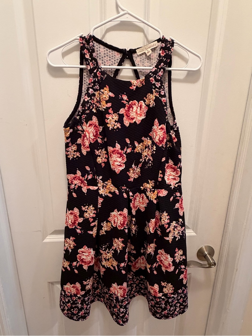 Rewind Black Floral Sundress with Pink and Cream Blooms